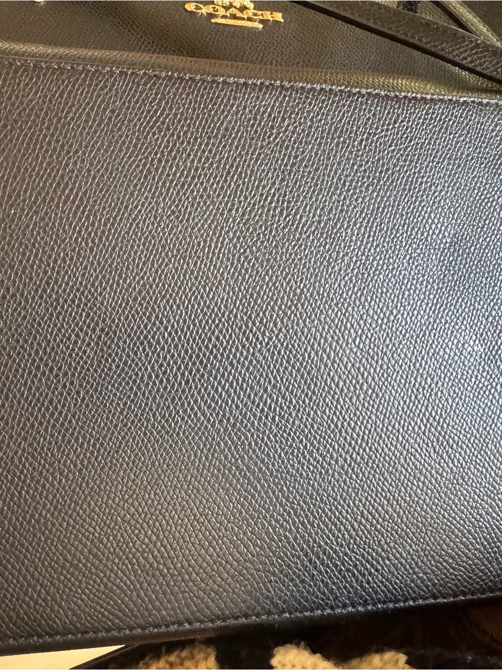 Coach Black Leather Tote with Gold Logo - Picture 3 of 6